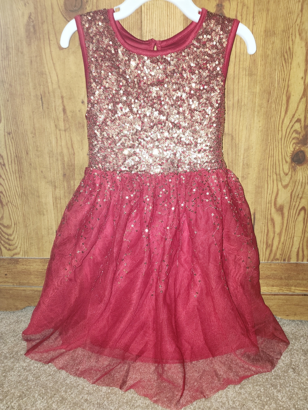 wonder nation Rose Red Sequin Tulle Party Dress